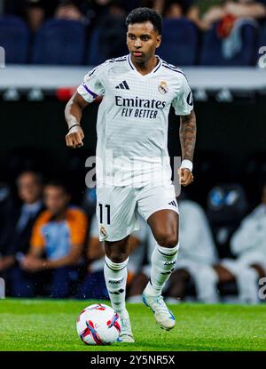 Madrid, Deutschland. September 2024. Fussball La Liga 6. Spieltag Real Madrid - Espanyol Barcelona am 21.09.2024 im Estadio Santiago Bernabeu in Madrid Rodrygo ( Madrid ) Foto: Revierfoto Credit: ddp Media GmbH/Alamy Live News Stockfoto