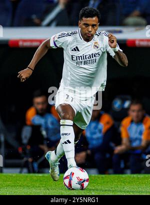 Madrid, Deutschland. September 2024. Fussball La Liga 6. Spieltag Real Madrid - Espanyol Barcelona am 21.09.2024 im Estadio Santiago Bernabeu in Madrid Rodrygo ( Madrid ) Foto: Revierfoto Credit: ddp Media GmbH/Alamy Live News Stockfoto