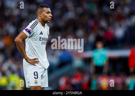 Madrid, Deutschland. September 2024. Fussball La Liga 6. Spieltag Real Madrid - Espanyol Barcelona am 21.09.2024 im Estadio Santiago Bernabeu in Madrid Kylian Mbappe ( Madrid ) Foto: Revierfoto Credit: ddp Media GmbH/Alamy Live News Stockfoto