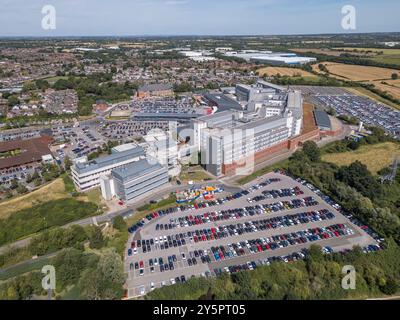 Luftaufnahme des University Hospital Coventry & Warwickshire, Coventry, Warwickshire, Großbritannien. Stockfoto