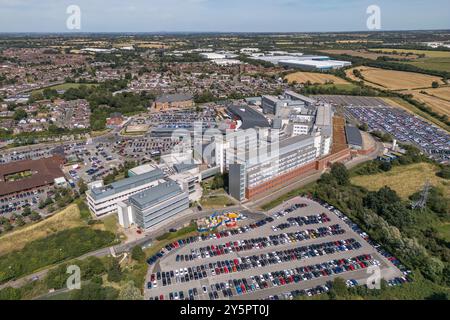 Luftaufnahme des University Hospital Coventry & Warwickshire, Coventry, Warwickshire, Großbritannien. Stockfoto