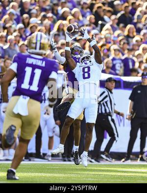 21. September 2024: Nordwest Wildcats Wide Receiver A.J. Henning (8) während des NCAA Football Spiels zwischen den Nordwest Wildcats und Washington Huskies in Seattle, WA. Washington besiegte Northwestern mit 24:5. Steve Faber/CSM Stockfoto