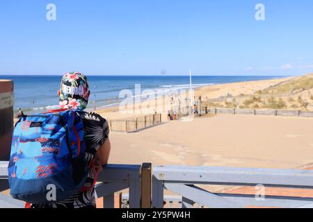 Die Atlantikküste am Lacanau-Ocean im Medoc in Gironde im Südwesten Frankreichs. Lacanau-Océan, Médoc, Gironde, Nouvelle Aquitaine, Fran Stockfoto