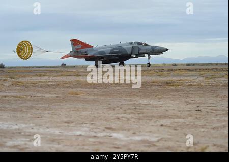 Flieger der 82nd Aerial Target Squadron, Det. 1 auf der Holloman Air Force Base, NEUSEELAND, befanden den letzten Flug des QF-4 Phantom als Teil der Phinal Stockfoto