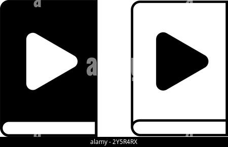 Audiobook-Symbole für mobile App. Tasten auf Buchpiktogrammen abspielen. E-Book- oder Podcast-Schilder sind auf weißem Hintergrund isoliert. Audio-Lesekonzept. Vektorgrafik. Stock Vektor