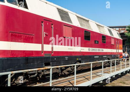 Berlin, 22. September 2024: Ein Eisenbahnfest findet im Bahnbetriebswerk Schöneweide statt. Stockfoto