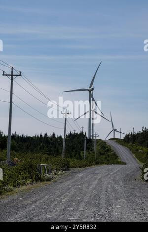 Windturbinen auf NL 10 in Fermeuse, Neufundland & Labrador, Kanada Stockfoto