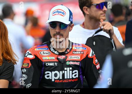 Maverick Vinales Spanisch Aprilia Racing Aprilia Porträt auf der Startaufstellung während Gran Premio Pramac dellâEmilia-Romagna - Rennen, MotoGP Weltmeisterschaft in Misano, Italien, 22. September 2024 Stockfoto