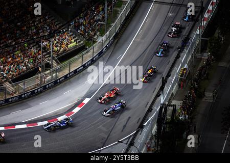 43 COLAPINTO Franco (ARG), Williams Racing FW46, 23 ALBON Alexander (tha), Williams Racing FW45, 55 SAINZ Carlos (Spa), Scuderia Ferrari SF-24, 11 PEREZ Sergio (mex), Red Bull Racing RB20, 31 OCON Esteban (fra), Alpine F1 Team A524, Action während des Formel 1 Grand Prix 2024, 18. Runde der Singapur-Weltmeisterschaft vom 22. September 2024 bis 20. September 2024 Stockfoto