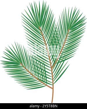 Flauschiger Kiefernzweig ohne festliche Dekoration. Isolierte dekorative Elemente thematische Karten oder Faltblatt. Vektor-Illustration Gruß oder Einladung, Poster, Flyer, Banner oder Web, Werbeaktion, Preisschild, Etikett Stock Vektor