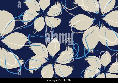 Die Blumen haben ein weiches, handgemaltes Aussehen mit subtilem Texturvektor, Illustrationsdesign Stock Vektor