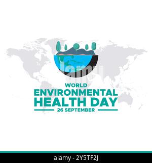 World Environmental Health Day, 26. September, Werbebanner, Poster, Flyer, Vorlagendesign, Vorlage für soziale Medien zum Weltumweltgesundheitstag. Stock Vektor