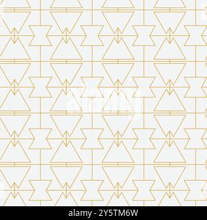 Vektor goldenes geometrisches elegantes nahtloses Muster mit Diamanten, Rauten, dünnen Linien. Abstraktes grafisches Ornament in weiß und Gold. Art déco-Stil. Stock Vektor