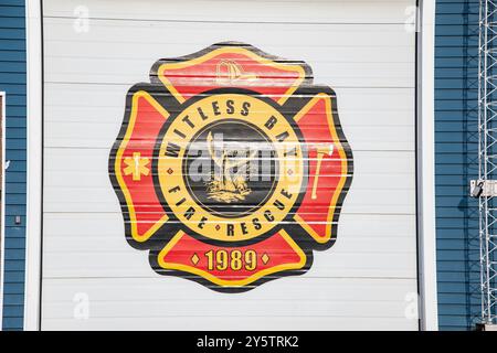 Feuerwehrschild auf NL 10 in Witless Bay, Neufundland & Labrador, Kanada Stockfoto