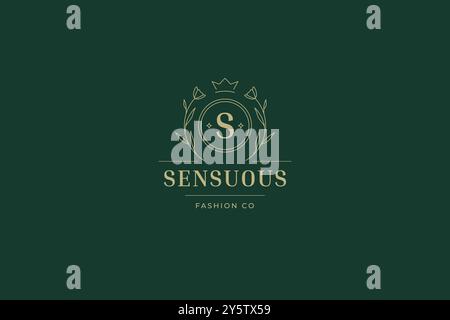 Blume Tulpe mit Buchstabe Luxuslinie Art Logo Design Vorlage für Mode Marke Vektor Illustration. Blumenblüte mit Krone linearem Logo für Pre Stock Vektor