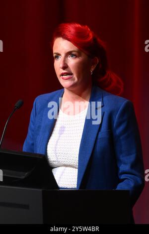 Liverpool, Großbritannien. 22. September 2024. Die Verkehrsministerin Louise Haigh spricht auf einer Rally for Local Government-Rahmenveranstaltung auf der Labour Party-Konferenz in Liverpool. Das Foto sollte lauten: Matt Crossick/Empics/Alamy Live News Stockfoto