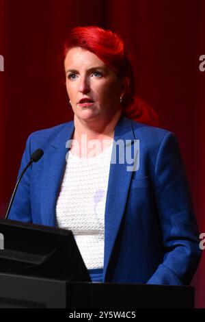 Liverpool, Großbritannien. 22. September 2024. Die Verkehrsministerin Louise Haigh spricht auf einer Rally for Local Government-Rahmenveranstaltung auf der Labour Party-Konferenz in Liverpool. Das Foto sollte lauten: Matt Crossick/Empics/Alamy Live News Stockfoto