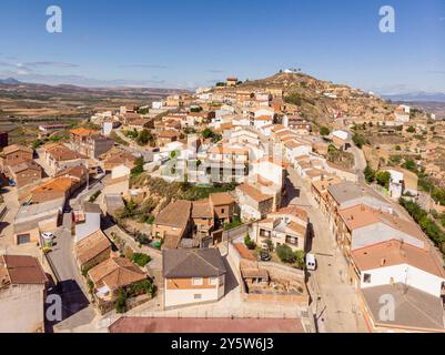 Ausejo Dorf aus der Vogelperspektive, La Rioja, Spanien, Europa Stockfoto