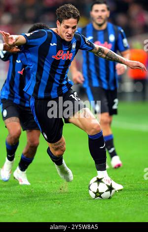 Bergamo, Italien. September 2024. Nicolo Zaniolo von Atalanta während des Fußballspiels der UEFA Champions League zwischen Atalanta und Arsenal im Gewiss-Stadion in Bergamo, Norditalien - Donnerstag, 19. September 2024. Sport - Fußball . (Foto: Spada/Lapresse) Credit: LaPresse/Alamy Live News Stockfoto