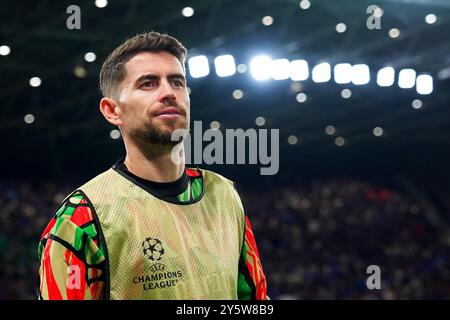 Bergamo, Italien. September 2024. Arsenals Jorginho während des Fußballspiels der UEFA Champions League zwischen Atalanta und Arsenal im Gewiss-Stadion in Bergamo, Norditalien - Donnerstag, 19. September 2024. Sport - Fußball . (Foto: Spada/Lapresse) Credit: LaPresse/Alamy Live News Stockfoto