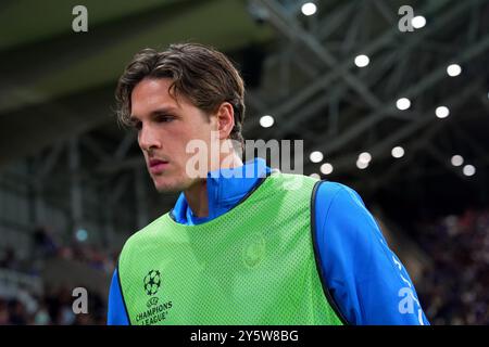 Bergamo, Italien. September 2024. Nicolo Zaniolo von Atalanta während des Fußballspiels der UEFA Champions League zwischen Atalanta und Arsenal im Gewiss-Stadion in Bergamo, Norditalien - Donnerstag, 19. September 2024. Sport - Fußball . (Foto: Spada/Lapresse) Credit: LaPresse/Alamy Live News Stockfoto