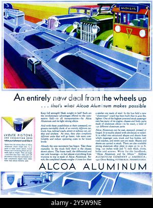 1932 Alcoa Aluminium Ad – Lynite Kolben Stockfoto