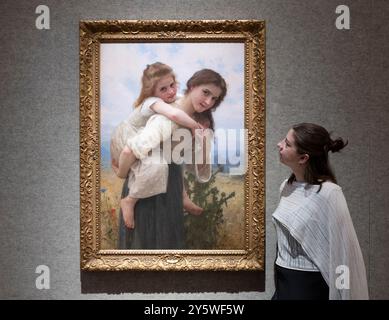 Bonhams, London, Großbritannien. September 2024. Der britische und impressionistische Kunstverkauf des 19. Jahrhunderts findet am 25. September in Bonhams statt. Zu den Höhepunkten gehören: William Adolphe Bouguereau (Französisch, 1825-1905), Fardeau Agréable (Pleasant Burden), geschätzte £ 800.000 - £ 1.200.000. Quelle: Malcolm Park/Alamy Live News Stockfoto