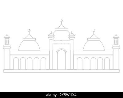 Badshahi Moschee Pakistan Lahore heilige heilige Anbetung Gebetsplatz masjid Islam islamische architektonische Gestaltung Set Umrisse Stock Vektor