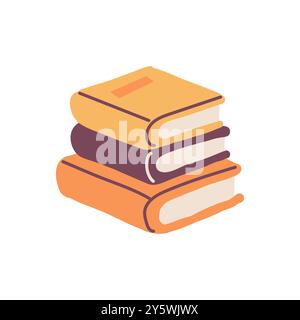 Ein Haufen Bücher, ein süßes handgezeichnetes saisonales Objekt. Vektorabbildung in abgewickelter Form Stock Vektor