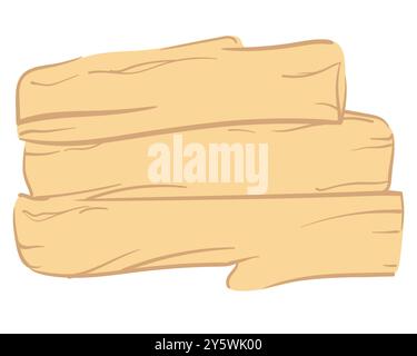 Holzschild. Cartoon-Dorfbanner, Wegweiser, Hinweisschilder, Informationstafel. Vektorabbildung. Stock Vektor