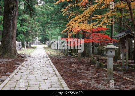 Okuno-in u Okunoin Friedhof Details im Herbst Stockfoto