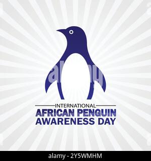 Internationaler Afrikanischer Pinguinentag. Urlaubskonzept. Vorlage für Hintergrund, Banner, Karte, Poster mit Textbeschriftung. Vektorabbildung Stock Vektor