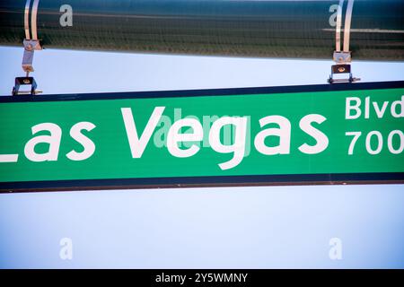 Straßenschild Las Vegas Boulevard. Stockfoto