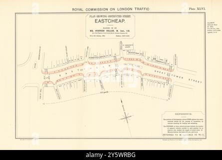 Royal Commission on London Traffic. Plan der ostbilligen Hindernisse 1906 Karte Stockfoto