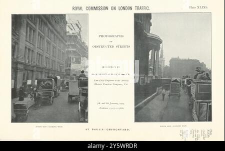 Royal Commission on London Traffic. St. Paul's Churchyard Obstruktionen 1906 Stockfoto