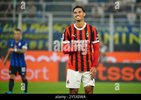 Mailand, Italie. September 2024. Tijjani Reijnders (AC Milan) enttäuschte sich während des italienischen Meisterschaftsspiels Serie A zwischen dem FC Internazionale und dem AC Milan am 22. September 2024 in Giuseppe Meazza in Mailand, Italien - Foto Morgese-Rossini/DPPI Credit: DPPI Media/Alamy Live News Stockfoto