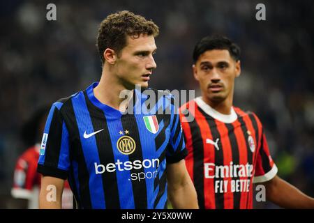 Mailand, Italie. September 2024. Benjamin Pavard (FC Inter) während des italienischen Meisterschaftsspiels Serie A zwischen dem FC Internazionale und dem AC Milan am 22. September 2024 in Giuseppe Meazza in Mailand, Italien - Foto Morgese-Rossini/DPPI Credit: DPPI Media/Alamy Live News Stockfoto