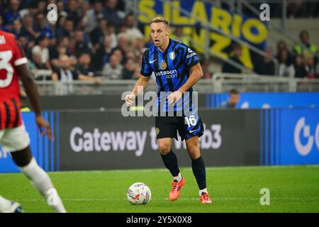 Mailand, Italie. September 2024. Davide Frattesi (FC Inter) während des italienischen Meisterschaftsspiels Serie A zwischen dem FC Internazionale und dem AC Milan am 22. September 2024 in Giuseppe Meazza in Mailand, Italien - Foto Morgese-Rossini/DPPI Credit: DPPI Media/Alamy Live News Stockfoto