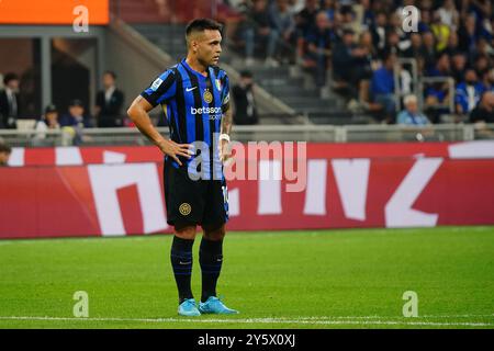 Mailand, Italie. September 2024. Lautaro Martinez (FC Inter) während des italienischen Meisterschaftsspiels Serie A zwischen dem FC Internazionale und dem AC Milan am 22. September 2024 in Giuseppe Meazza in Mailand, Italien - Foto Morgese-Rossini/DPPI Credit: DPPI Media/Alamy Live News Stockfoto