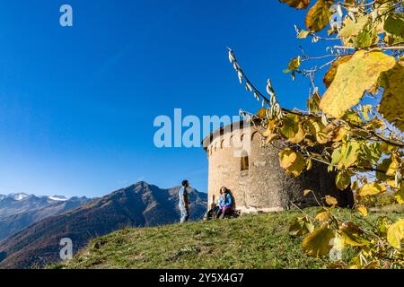 Kapelle von Sant Miqueu (Kapelle von San Miguel), datiert auf das 10. Jahrhundert, frühromanische, Vilamos, Aran-Tal, Katalonien, Pyrenäen, Stockfoto