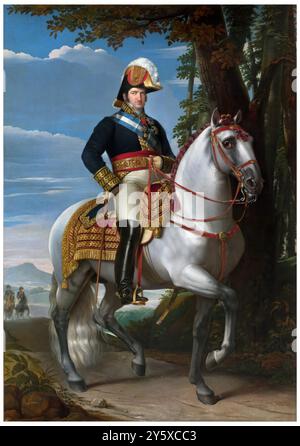 José de Madrazo y Agudo / Ferdinand VII zu Pferd. 1821. Öl auf Leinwand. Museum: Museo del Prado, Madrid, España. Stockfoto