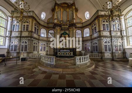 St. Nikolaikirche in Kappeln der evangelisch-lutherischen Pfarrei St. Christophorus Ostangeln. Rathausmarkt, Kappeln, Schleswig-Holstein, Deutschland Stockfoto