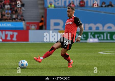 Leverkusen, Deutschland. September 2024. Fussball; Spieltag 04; 1. Bundesliga; Saison 2024/2025; Bayer Leverkusen gegen VfL Wolfsburg am 22.09.2024 in Leverkusen. UBz: 24 Aleix Garcia, Bayer Leverkusen. Quelle: dpa/Alamy Live News Stockfoto