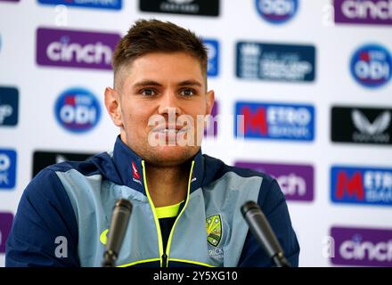 Australiens Aaron Hardie während einer Pressekonferenz im Seat Unique Riverside, Chester-le-Street. Bilddatum: Montag, 23. September 2024. Stockfoto