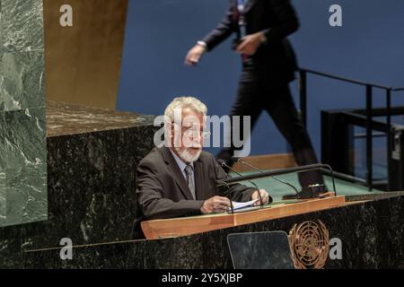 New York, New York, USA. September 2024. KAY RALA XANANA GUSMAO, Premierminister der Demokratischen Republik Timor-Leste, spricht auf dem Gipfel der Zukunft am ersten offiziellen Tag der 79. UNGA-Tagung in New York. (Kreditbild: © Bianca Otero/ZUMA Press Wire) NUR REDAKTIONELLE VERWENDUNG! Nicht für kommerzielle ZWECKE! Stockfoto