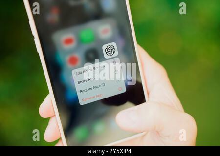 Warschau, Polen. September 2024. Die ChatGPT-App ist auf diesem Illustrationsfoto am 23. September 2024 in Warschau, Polen, zu sehen. (Foto: Jaap Arriens/SIPA USA) Credit: SIPA USA/Alamy Live News Stockfoto