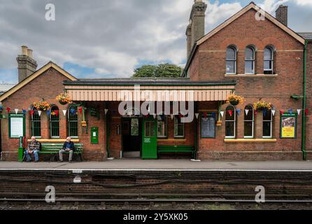 Bahnhof Ropley, Sitz der Watercress Line Engineering Works. Stockfoto