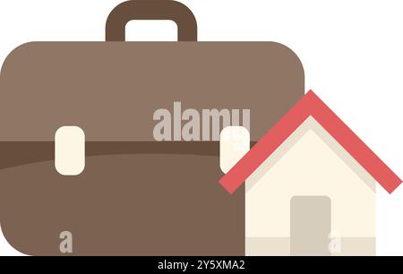 Dieses einfache Symbol verfügt über ein Haus und eine Aktentasche, die das Konzept des Arbeitens von zu Hause aus repräsentieren Stock Vektor