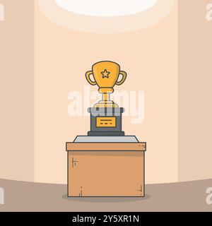 Trophäenraum mit goldener Tasse Stock Vektor