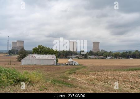 Middletown, Pa – 21. September 2024: Das Kernkraftwerk Three Mile Island in Pennsylvania ist für eine teilweise Kernschmelze im Jahr 1979 bekannt Stockfoto